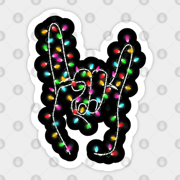 Rock on Hand - Christmas Lights - Pajamas Ugly Xmas Sticker by Origami Fashion